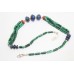Necklace 925 Sterling Silver beads malachite lapis lazuli coral stone P 340